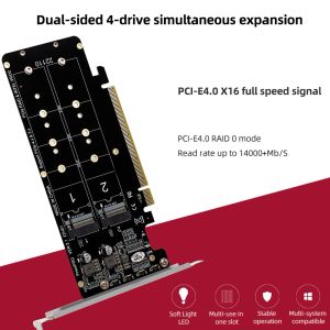 Karten verdoppelt 4 Festplatten -RAID -Array -Erweiterungsadapter -Splitterkarte NVME RAID -Karte pciex16 an M.