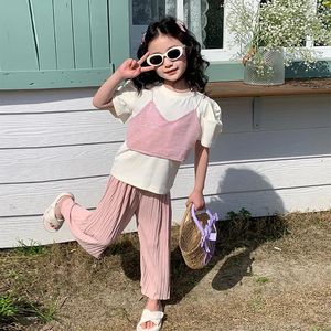 Trousers Girls Summer Pants 2024 Korean Casual Fashion Solid Color Lightweight And Comfortable Childrens Clothing