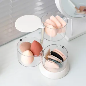 Förvaringslådor Rotary Powder-Puff Box Transparent Dust-Proof Beauty Egg Holder