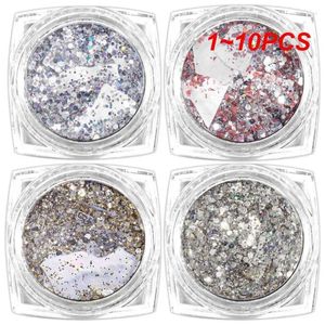 Nail Glitter 1-10PCS 1Box Reflective Powder Sequins For Nails Holographic Iridescent Chrome Pigment Flake Dust Manicure