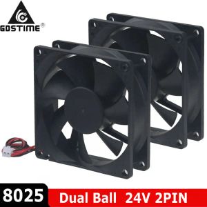 冷却2PCS GDSTIME DC 24V 2PIN 80x80x25mmダブルボールベアリング8025 8cm 80mm x 25mmコンピューターケース冷却クーラーファンブラック