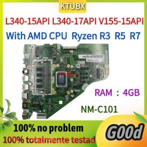 Moderboard NMC101.For Lenovo L34015API L34017API V15515API Laptop Motherboard.With R3 R5 R7 CPU AMD 4GB RAM.DDR4.100% Fullt testad