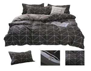 Luxo Bedding Sets King Queen Double Tamanho único Cama xadrez lençóis de algodão Design Lattice Design Tampa de edredão Conjunto Black7717709