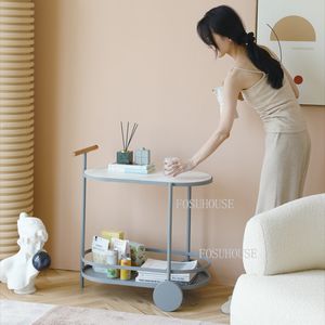 Simple Restaurant Apartment Trolleys Living Room Club Floor Storage Cart with Wheels Nordic Home Furniture Kitchen Island Table