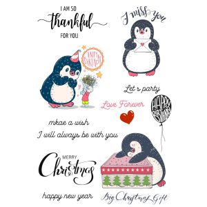 クリスマスかわいい小さなペンギンクリアスタンプスクラップブッキングクラフトフォトアルバムエンボスカードを飾る明確な切手を作る新しい