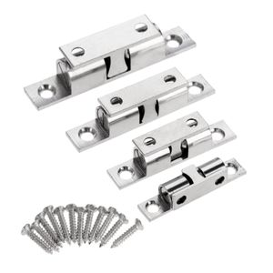 1Pc Silver 42/50/60/70mm Brass Touch Beads Lock Door Spring Clip Cabinet Door Catches Double Ball Catch Home Cupboard Door Latch