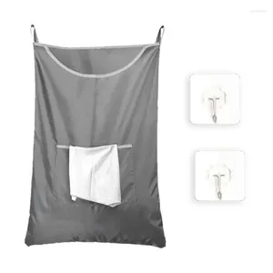 Bolsas de lavanderia de costas de roupas de porta cestam acessórios de economia de espaço com 2 ganchos Bolsa flutuante para banheiro