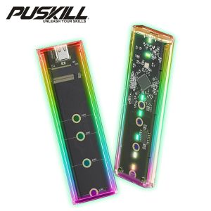 RECCIALE PUSKILL M.2 NVME/NGFF SSD RECOLO USB 3.1 TAPEC 10GBPS SATA HDD Box 2230/2242/2260/2280 LED trasparente DUPOL DR.