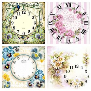 Pełny kwadratowy/okrągły wiertło 5D Diod Diamond „Flower Clock Landscape” 3D Hafdery Cross Cross Stitch 5D zegar Decor Decor Prezent