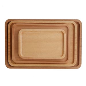 Simplicidade bandeja de madeira infantil não dividido em placas retangular café
