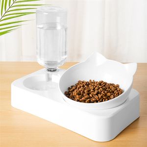 Cat Bowl Plastic Water Dispenser Automatisk vattenförvaring Pet Dog Cat Food Bowl Drinking Fountain Protect Neck Cat Accessories