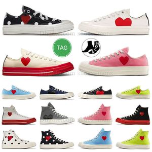 Tränare Dot Printed Boot Casual Shoes 1970 Man Canvas Mens Womens Loafer 1970-tal Skate Heart Shaped Paattern Love Big Eyes Blue High Cut Pink White Sneakers
