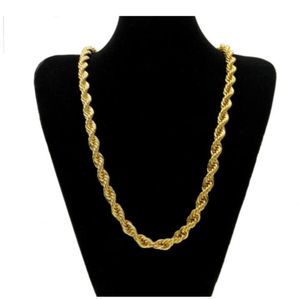 Chains Necklaces Pendants Jewelry 10Mm Thick 76Cm Long Rope ed Chain 24K Gold Plated Hip Hop Heavy Necklace For Mens Drop Del1636345