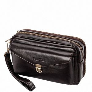 Männer echtes Leder LG Wallet Mey Bag Doppel Reißverschluss Männliche Brieftaschenpocketasche 6,5 
