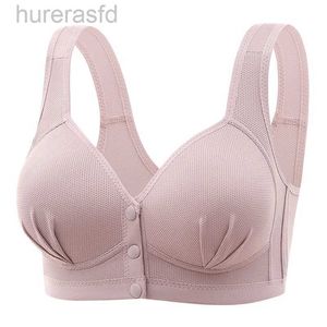 Bras The New Large Size Front Closure Mother Back Underwear Thin Section Of Comfortable Breathable Push Up Adjustable Womens Bras 240410