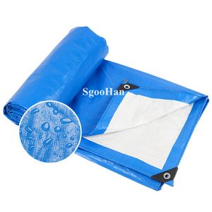 Blue-White PE Tarpaulin Rainproof Cloth Garden Outdoor Awning Shade Sail Boat Truck Canopy Pet Dog House Cover Waterproof Cloth