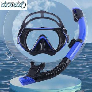 Dykmasker professionella dykning dykning masker snorkling set vuxen silikon kjol anti-dimma skyddsglasögon glasögon poolutrustning y240410