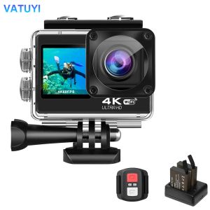 Cameras 4K Action Camera with Touch Screen 170° Wide Angle Web Underwater Camera 30m Waterproof Remote Control Sports Camera Helmet