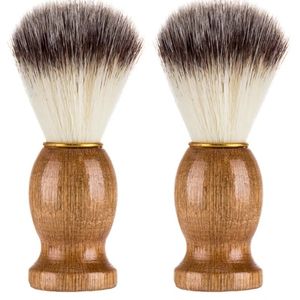 Men Beard Brush Wooden Handle Shaving Brush Men's Shaving Tool Salon Women Makeup Brush Male Facial Beard Cleaning Razor Brush