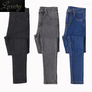 Women's Jeans 2024 For Women High Waist Clothes 26-40 Skinny Gray Black Blue Mom Elastic Comfort Denim Pencil Pants