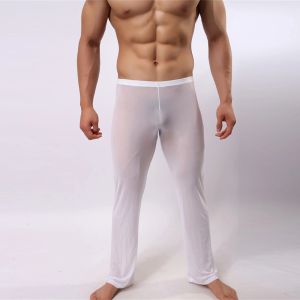 Men Sheer Mesh Pants Sexy Soft See-through Trousers Sleepwear Hot Transparent Men Pants Homewear