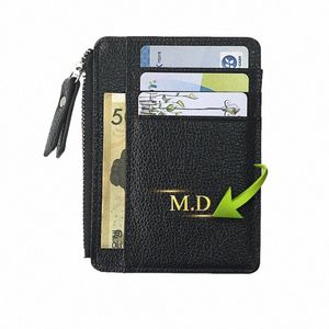 custom Name Mini Id Card Holder Busin Credit Card Holder Zipper Small Coin Purse Organizer Case Bag Wallet Mey for Men Wome P2x4#