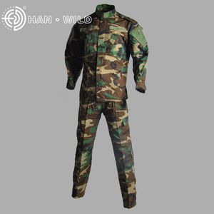 전술 카모 재킷+바지 사냥 의류 ghillie 슈트 군대 유니폼 우드랜드 군사 에어 소프트 디지털 사막 위장 유니폼