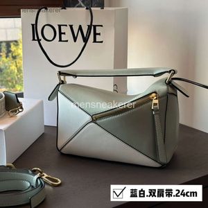 2024 Puzzle Designer Bag Loeew Bags Geometric Top Layer Cowhide Shoulder Crossbody Light Luxury Mini Mint Green Soft Leather Top Quality Handbag