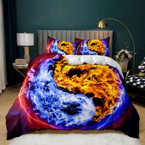 Yin Yang Bedding Set for Girls Boys Children Boho Trippy Psychedelic Art Comforter Cover Gossip Pattern Polyester Duvet Cover