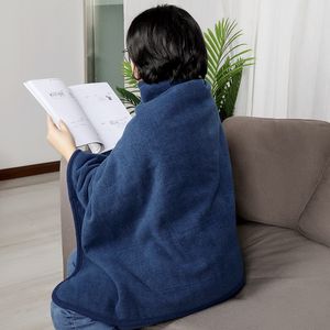 Scialle di peluche in flanella indossabile per donne, coperta a quadri, coperta calda, felpa con cappuccio invernale, copertura per ufficio, sciarpa per gamba, indossabile