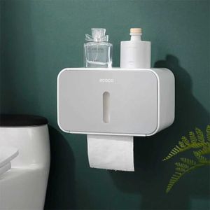 Toalettpappershållare väggmonterad toalettpapper för badrum vattentätt ingen stansning avtagbar täckning universal för rull och extraktionspapper 240410