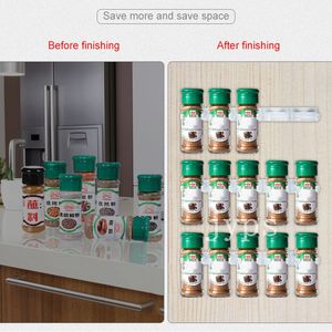 2/4 Pcs Kitchen Storage Rack Wall Mount Spice Rack Seasoning Bottle Plastic Clip Rack Cabinet Door Hooks Jar Spice Holder Tools