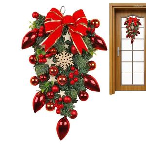 Flores decorativas Greante de Natal ao ar livre com bola de ouro de cabeça para baixo porta de guirlanda para a lareira do jardim da loja