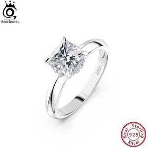 Band Rings ORSA JEWELS 925 Pure Silver Shiny Artificial Diamond Halo High Grade 8A Cubic Zirconia Ring Womens Wedding Jewelry LZR01 J240410