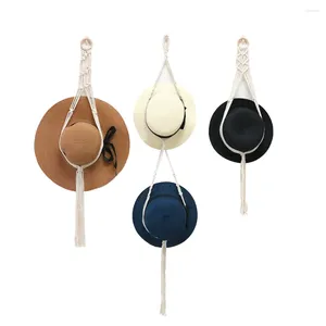 Tapissries Nordic Style Boho Cotton Hanging Caps Macrame Hat Hangers Organizer Weaving Tapestry Wall Decor for Wide Brim