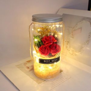 Wieczny kwiat nieśmiertelne mydło Rose LED mydło Flower Plastikowe butelki ślub sztuczny kwiat Walentynki Dzień Matki Prezenty