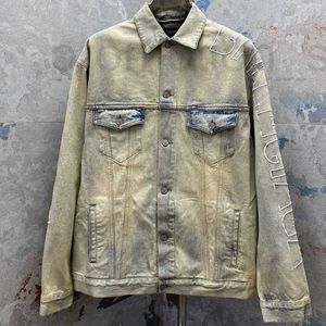 Giacche da uomo Designer Spring e autunno stagione Nuova industria pesante Scade del suolo tintura di lettere nostalgiche Lavare il denim per lo sciolto XYPD alla moda casual