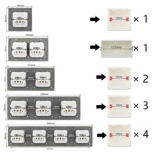 Vägguttag 16A EU Socket USB Plug Home Electrical Outlet Gray Gray Spanien Ryssland Enkel dubbel trippel trippel fyrdubbla