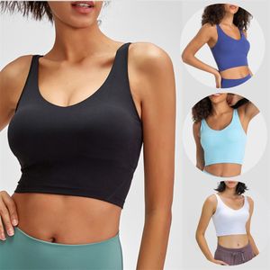 Lu Women Yoga Designer Align Tank Topps Gymkläder U-formad Yoga BH för kvinnor Casual Running Naken Tight Sports Vest Fitness Underwear Shirt