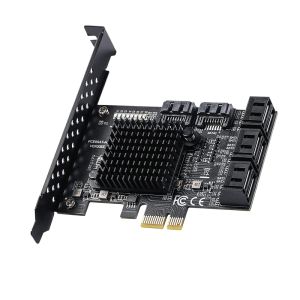 Kort PCIe till 8 Port SATA Expansion Card SATA3 3 6GB HDD SSD Adapter PCI E Express X1 Controller Extension Multiplikator Riser för gruvdrift