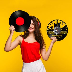 Wo Wörter scheitern Musik spricht musikalisches Zitat Wandkunst Vinyl Rekord Wanduhr Gitarre dekorative LP Clock Rock n Roll Musikgeschenk