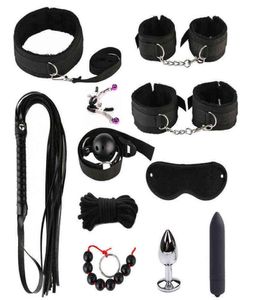 Nxy sesso per adulti giocattolo adulti kit kit SM Prodotto bdsm bondage nylon peluche manette whip bavaglio metallo tappo anale vibratore negozio per 04113924302