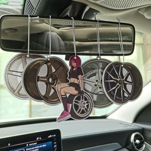 Högkvalitativ bil luftfräschare hängande auto bakspegel spegel parfym jdm racing stil turbin bromsskiva stötdämpare papper
