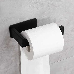 Suportes de papel higiênico Rolo de vaso sanitário de aço inoxidável Auto adesivo no banheiro papel de lenço de papel preto acabamento fácil instalação sem parafuso 240410