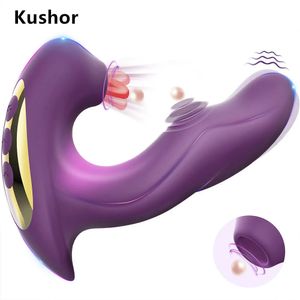 Kushor 3 в 1 Клиторный сосающий вибратор для женщин Клитор Клитор, присосание, облизывание фаллоимитаторов для взрослых товарных игрушек 240403