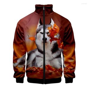 Men's Jackets 3D Cute Husky Printed Jacket For Men Winter Animal Dog Graphic Kid Fashion Funny Streetwear Clothing Vintage Clothes