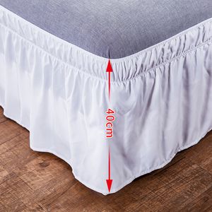Wrap Around Ruffled Bed Skirt with Adjustable Elastic Belt Cover Dust Ruffle Silky Soft Wrinkle Free Bedskirt 15Inch Drop