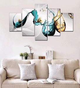 Gemälde 5 Panels Weinglas Abstrakte Luxus -Leinwand Kunstmalerei Drucke moderne Wanddekorative Bild für Wohnzimmer Wohnkultur3647581