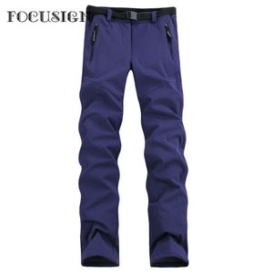 New Winter Men Women Hiking Pants Outdoor Softshell Trousers Solid Waterproof Thicken Warm Pants Climbing Ski Fleece Trousers