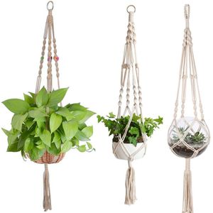 Pot Holder Macrame Plant Hanger Hanging Planter Basket Jute flätat rephantverk